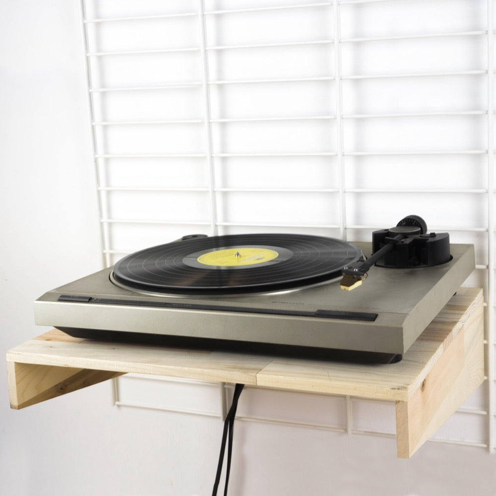 GIANTEX Platenspeler standaard met laadstation, vinylplatenrek 3-traps met opbergruimte, platenspeler tafel platenstandaard met wieltjes, vinyl platenspeler rek, platenrek